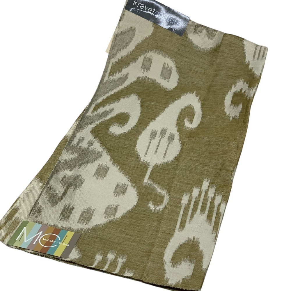 Kravet Couture Fabric‎ Sample Guilded Ikat Quince Brown/Beige Silk Blend Remnant